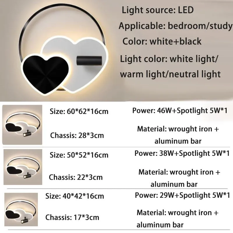 Modern heart-shaped LED spotlight ceiling light bedroom study led light ceiling children&#39;s room indoor lighting fixtures lamps
