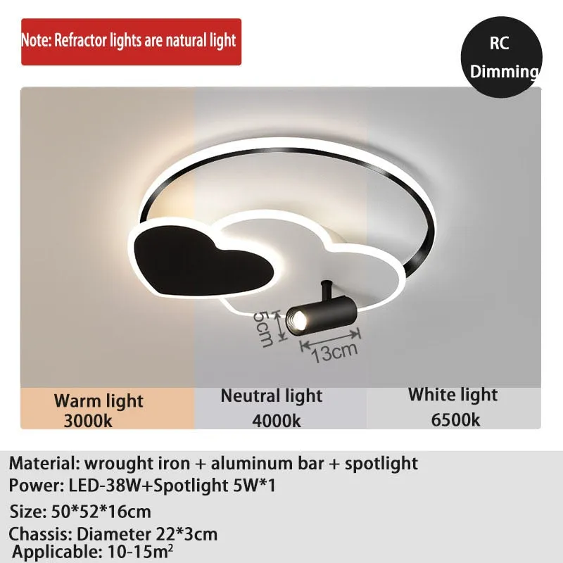 Modern heart-shaped LED spotlight ceiling light bedroom study led light ceiling children&#39;s room indoor lighting fixtures lamps