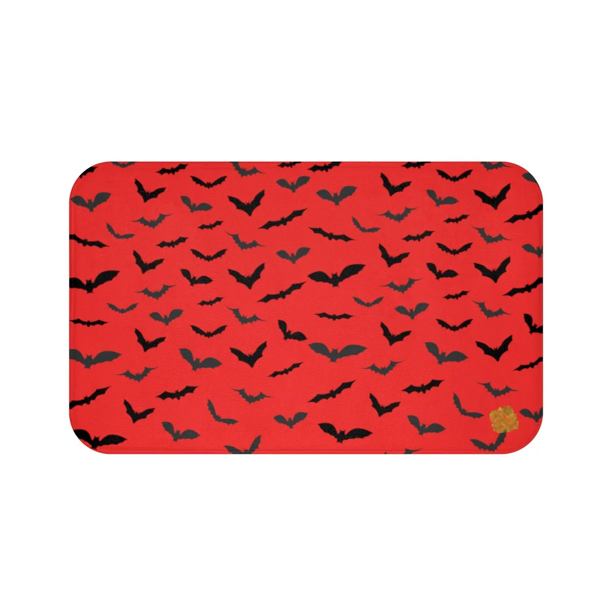 Red Black Flying Bats Designer Halloween Bath Mat-Made in USA
