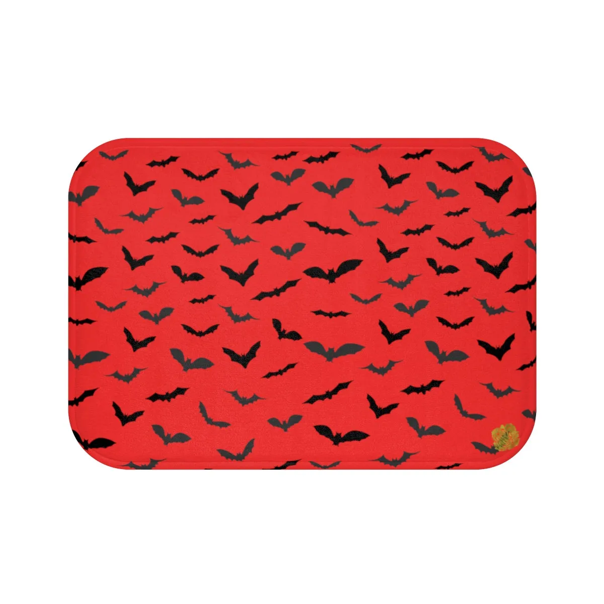 Red Black Flying Bats Designer Halloween Bath Mat-Made in USA