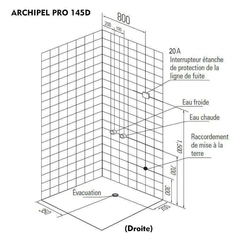 Sauna Hammam HAMMAM SHOWER CABIN DUO ARCHIPEL® PRO 145D BLACK (145X95CM) - 2 PLACES - MK53019698