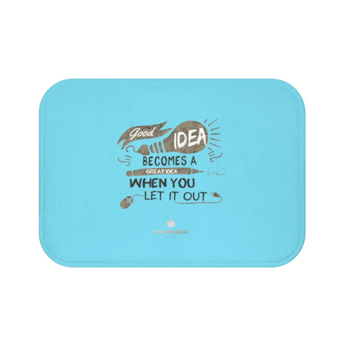 Sky Blue Motivational Bath Rug, Designer Inspirational Art Bathroom Mat- Printed in USA
