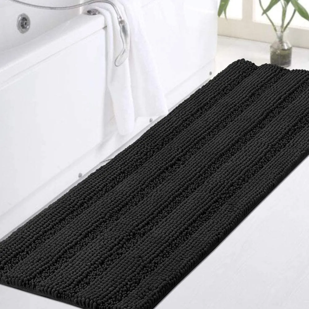 Turquoize Bathroom Runner Extra Long Bathroom Rug Blue Chenille Bath Rug Non Slip Shaggy Bath Mat Shag Shower Mat, Soft and Cozy, Super Absorbent Water, Washable Rug