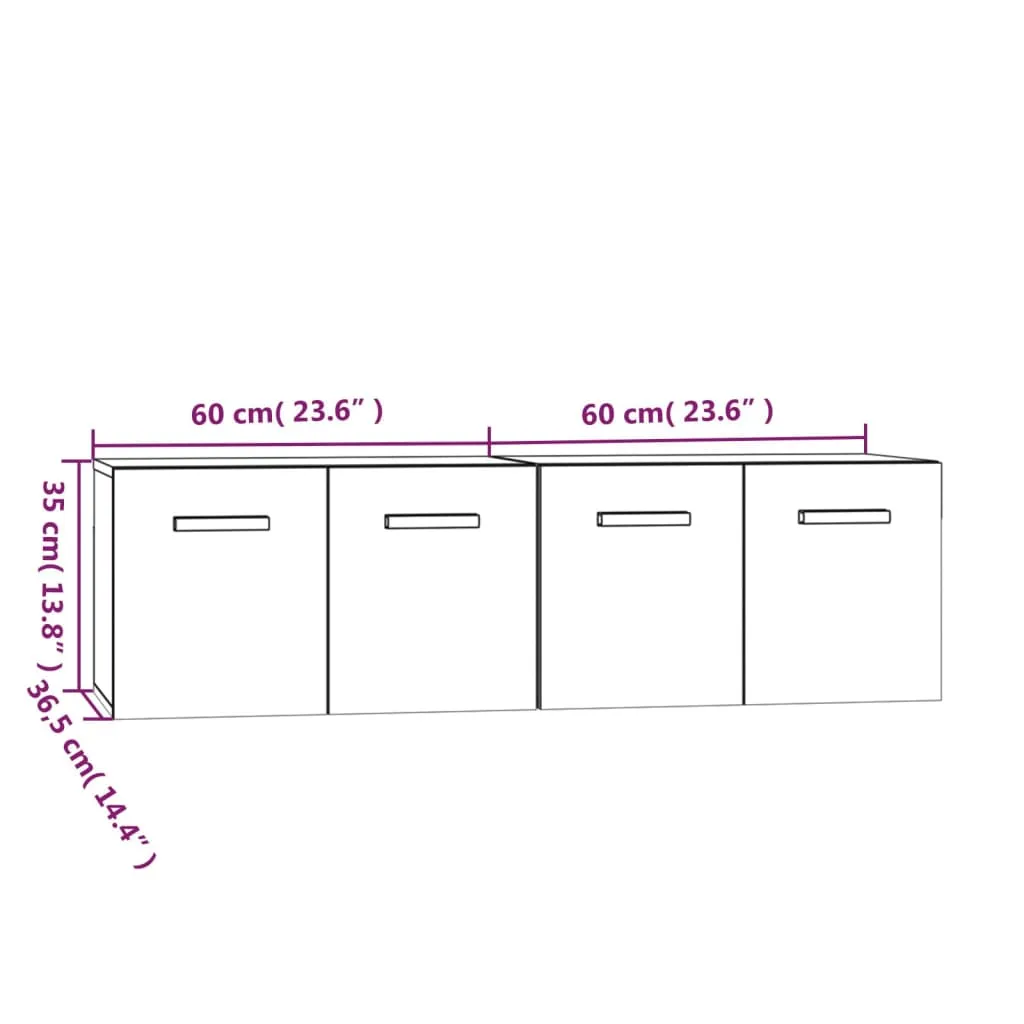 vidaXL Wall Cabinets 2 pcs Brown Oak 60x36.5x35 cm Engineered Wood