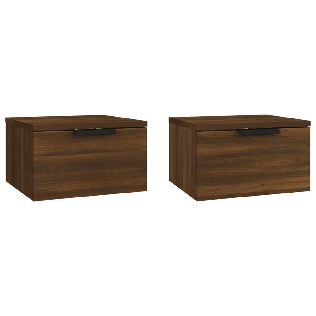 vidaXL Wall-mounted Bedside Cabinets 2 pcs Brown Oak 34x30x20 cm